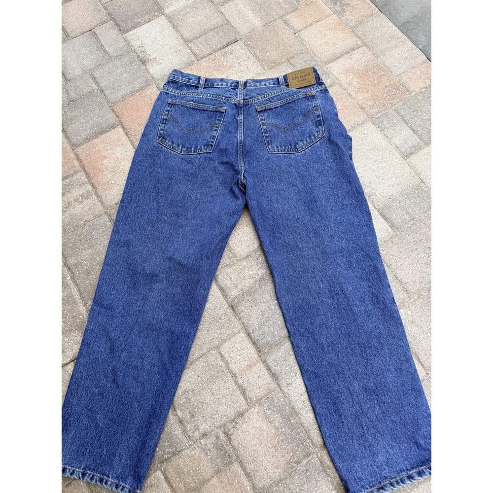 Chaps True American Brand Straight Fit Men's Jeans Leather Patch Size 36x30